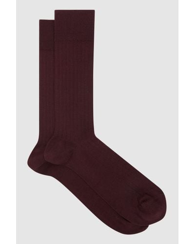 Reiss Fela - Bordeaux Ribbed Socks, Uk S/m - Purple