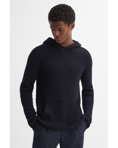 PAIGE Cotton Cable Knitted Hoodie - Blue
