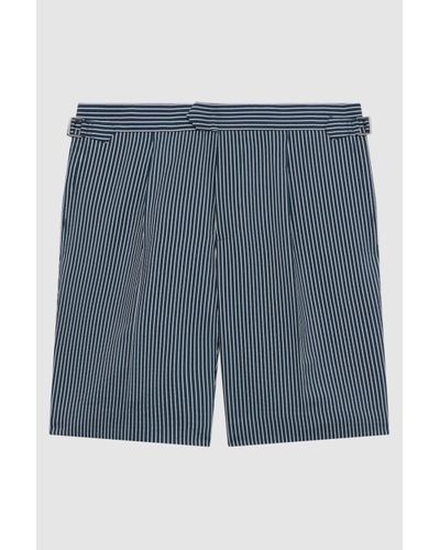 Reiss Archie - Navy/white Striped Side Adjuster Shorts, 34 - Blue