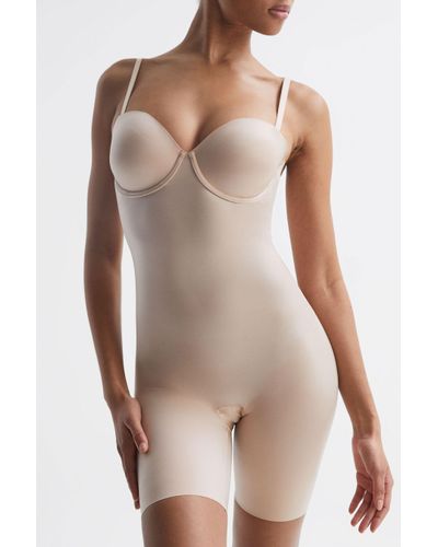 Spanx Shapewear Firming Strapless Mid-thigh Bodysuit With Cups, Champagne - Multicolour