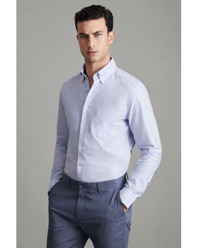 Reiss Greenwich - Soft Blue Slim Fit Cotton Oxford Shirt