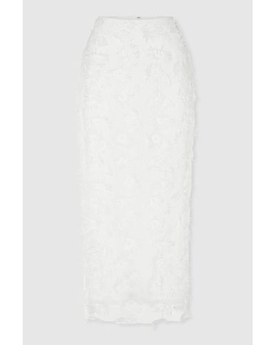 Anna Quan Sheer Applique Midi Dress - White