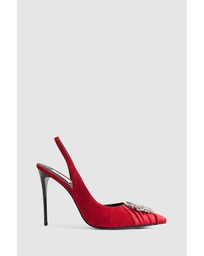 Reiss Celeste - Red Sling Back Embellished Heels, Us 6.5