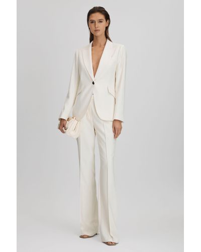 Reiss Millie - Cream Tailored Single Breasted Suit Blazer - Natural