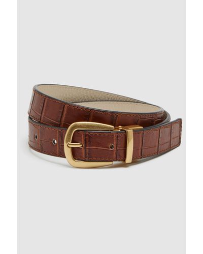 Reiss Madison - White/tan Reversible Leather Belt - Brown