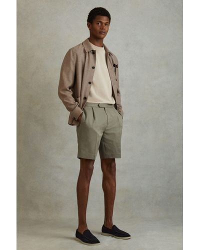 Reiss Con - Sage Cotton Blend Adjuster Shorts, 30 - Natural