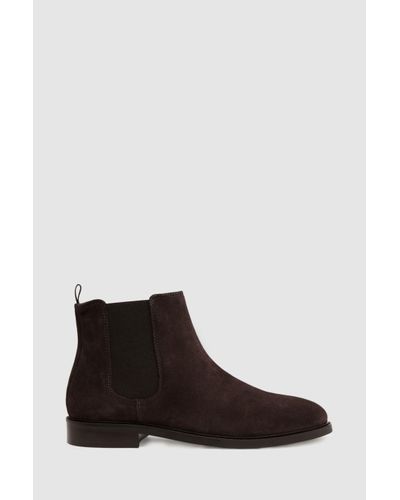 Reiss Tenor - Chocolate Leather Chelsea Boots - White