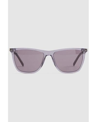 PAIGE Pale Grey Square Acetate Frame Sunglasses - Black