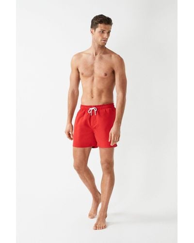 Reiss Wave - Plain Drawstring Swim Shorts - Red