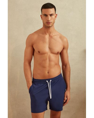 Reiss Shore - Lapis Blue Plain Drawstring Waist Swim Shorts