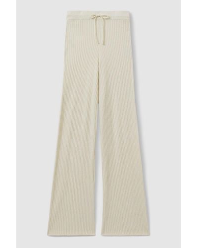 GOOD AMERICAN Good Cloud White Ribbed Terry Lounge Trousers - Natural
