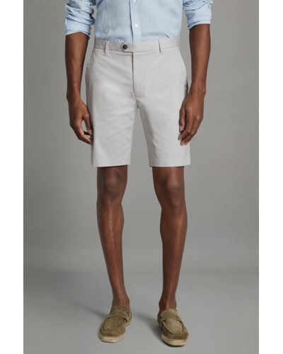 Reiss Wicket - Ice Grey Modern Fit Cotton Blend Chino Shorts