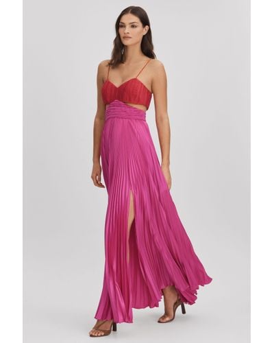 AMUR Pleated Cut-out Maxi Dress - Pink