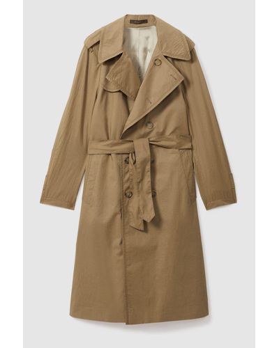 Oscar Jacobson Cotton Trench Coat - Natural