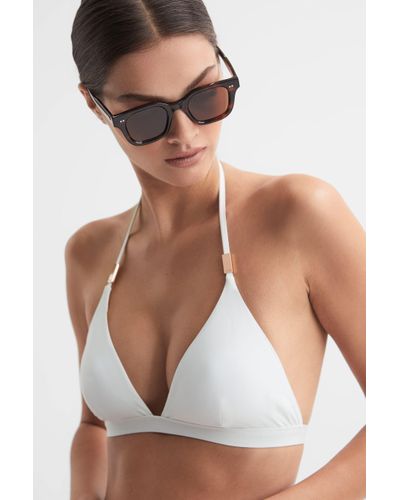 Reiss Ripley - White Triangle Halterneck Bikini Top