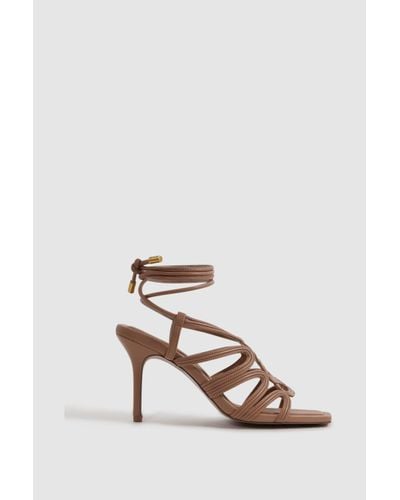 Reiss Keira - Nude Strappy Open Toe Heeled Sandals - White