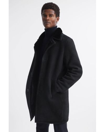 Oscar Jacobson Suede Wool Coat - Black