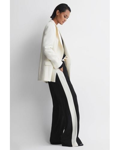 Reiss May Wide Side Stripe Trousers in White