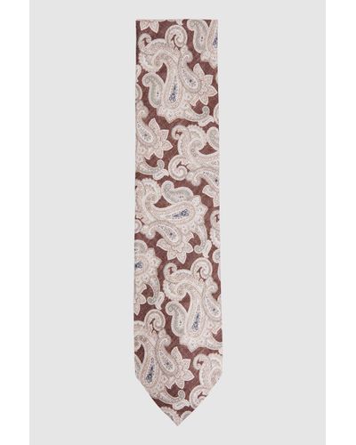 Reiss Giovanni - Tobacco/oatmeal Silk Paisley Print Tie, One - Multicolour