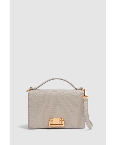 Reiss Oxford - Grey Grained Leather Mini Cross-body Bag - Natural