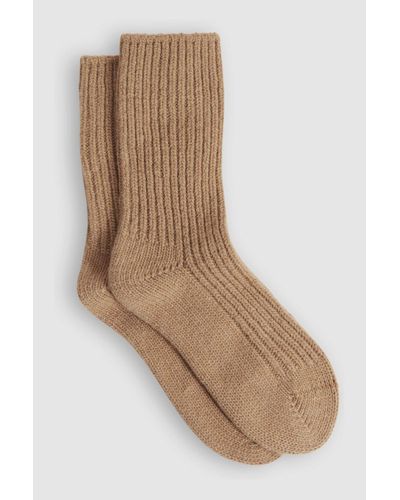 Reiss Carmen - Camel Wool Blend Ribbed Socks, Uk 3-5 - Natural