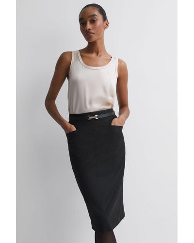 Reiss Haisley - Black Tailored Pencil Skirt, Us 12