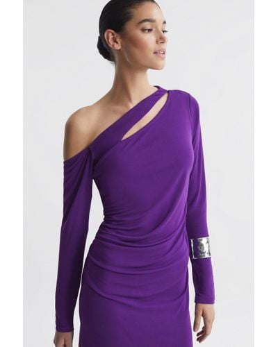 Reiss Delphine - Purple Off-the-shoulder Cut-out Maxi Dress, Us 12