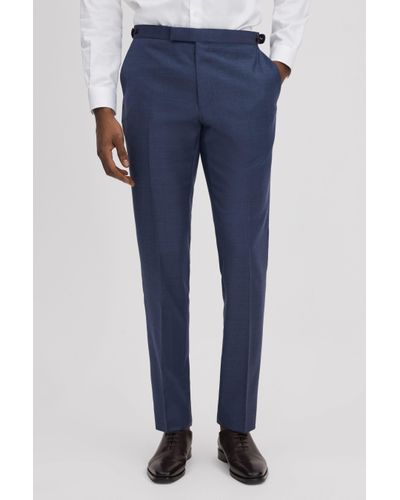 Reiss Harrison - Bright Blue Slim Fit Wool Adjuster Trousers