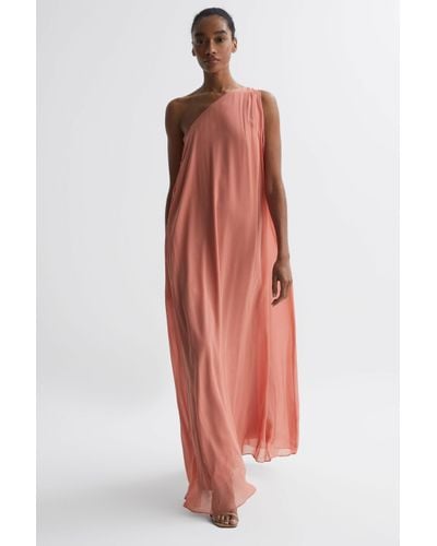 Reiss Charly - Coral One Shoulder Maxi Dress, Us 10 - Red