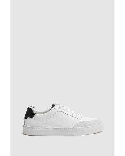 Reiss Perf - White/black Ashley Perf Leather Contrast Sole Trainers, Us 10