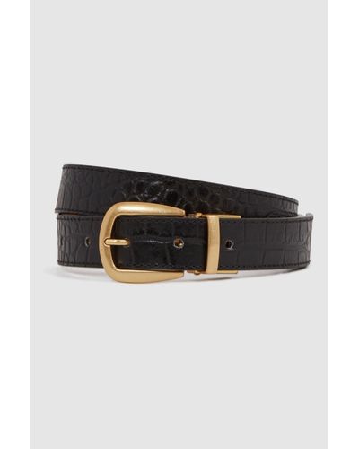 Reiss Madison - Black/camel Reversible Leather Belt