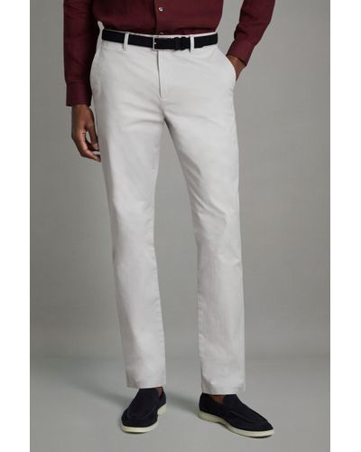 Reiss Pitch - Ice Grey Slim-fit Washed Cotton Blend Chinos