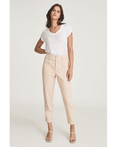 Reiss Baxter - Pink Relaxed Tapered Fit Trousers, Us 10 - Natural