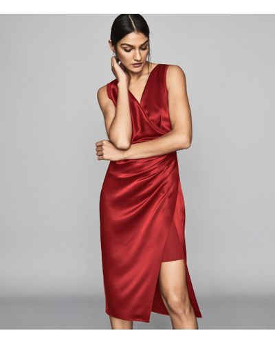 Reiss Synthetic Wrap Front Cocktail ...