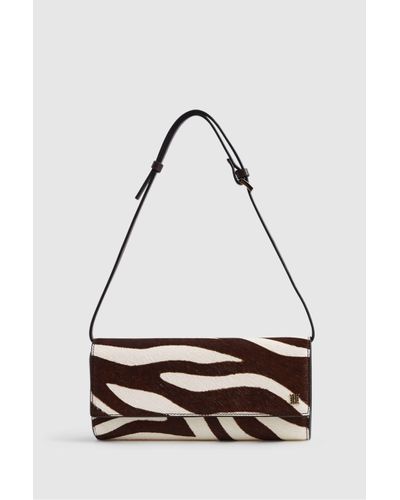 Reiss Dakota - Mocha Zebra Calf Hair Baguette Bag, One - White