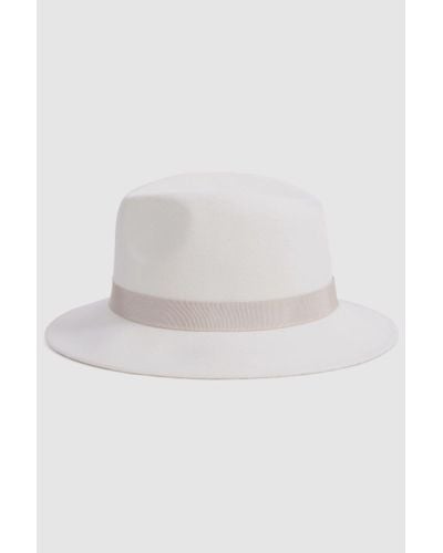 Reiss Ally - Ivory Wool Fedora Hat, Uk M-l - White