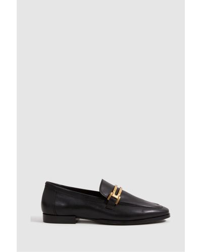 Reiss Angela - Black Leather Rounded Loafers, Uk 3 Eu 36