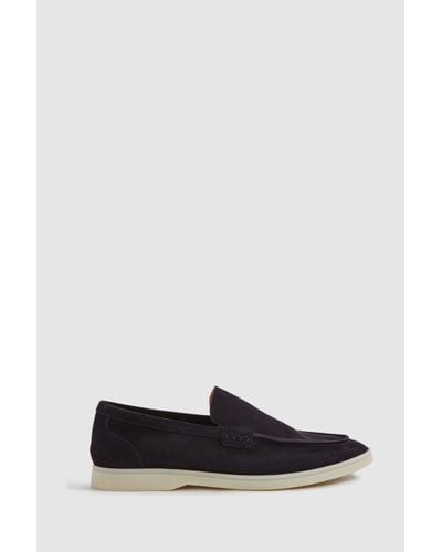 Reiss Kason - Navy Suede Slip-on Loafers - Blue