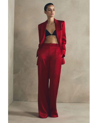 ATELIER Red Satin Wide Leg Trousers