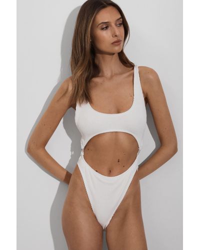 GOOD AMERICAN Cloud White Cut Out Swimsuit - Brown