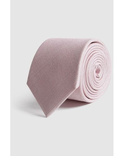Reiss Ceremony - Textured Silk Tie - Pink