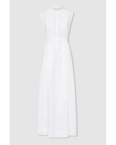 Bondi Born Linen Belted Midi Dress - White