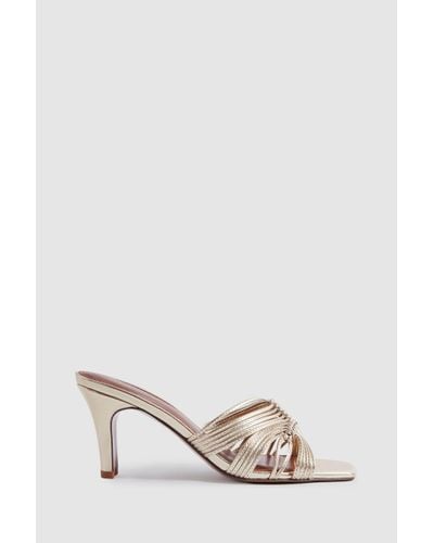 Reiss Harriet - Gold Leather Knot Detail Mules, Uk 8 Eu 41 - Natural