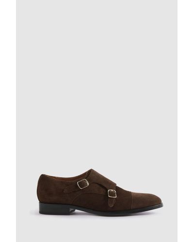 Reiss Amalfi - Brown Suede Double Monk Strap Shoes