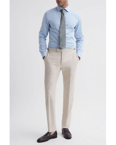 Reiss Belmont - Stone Belmont Slim Fit Side Adjuster Trousers, 28 - Blue