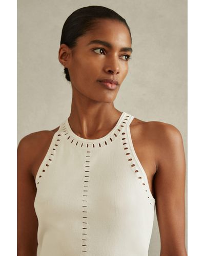 Reiss Cammi - Ivory Fitted Cut-out Detail Vest, Xs - Natural