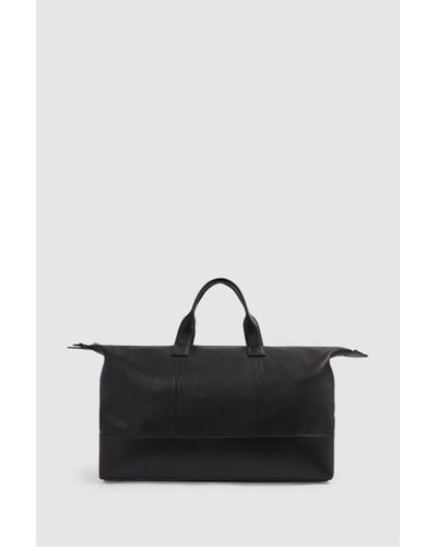 Reiss Carter - Black Leather Travel Bag, One - White