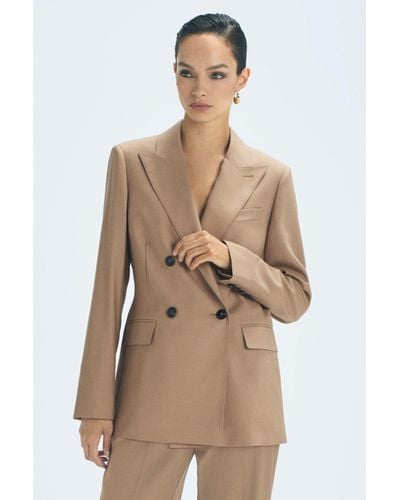 Reiss Kate - Camel Atelier Wool Double Breasted Blazer - Natural