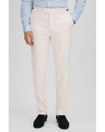 Reiss Heat - Off White Linen Blend Adjuster Trousers