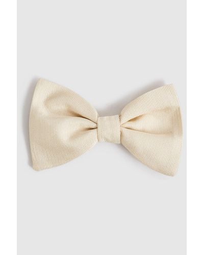Reiss Boyle - Ivory Silk Bow Tie, One - Natural